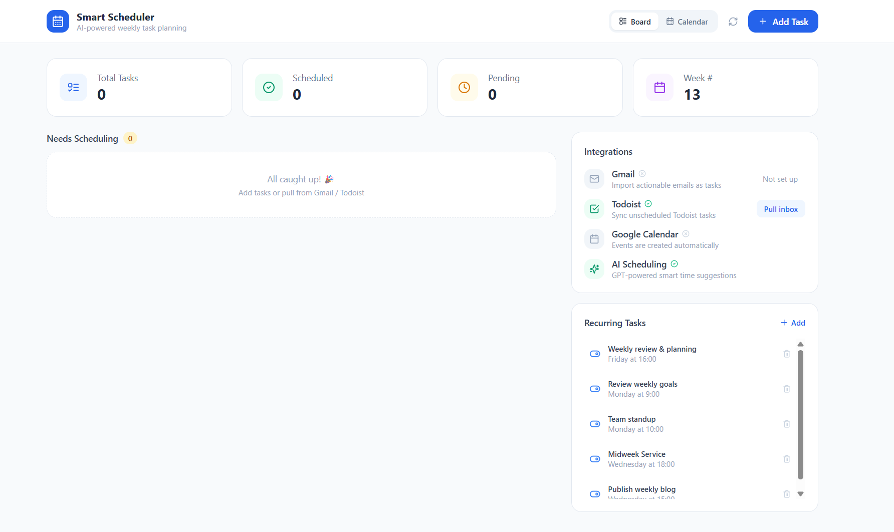 Smart Weekly Scheduler